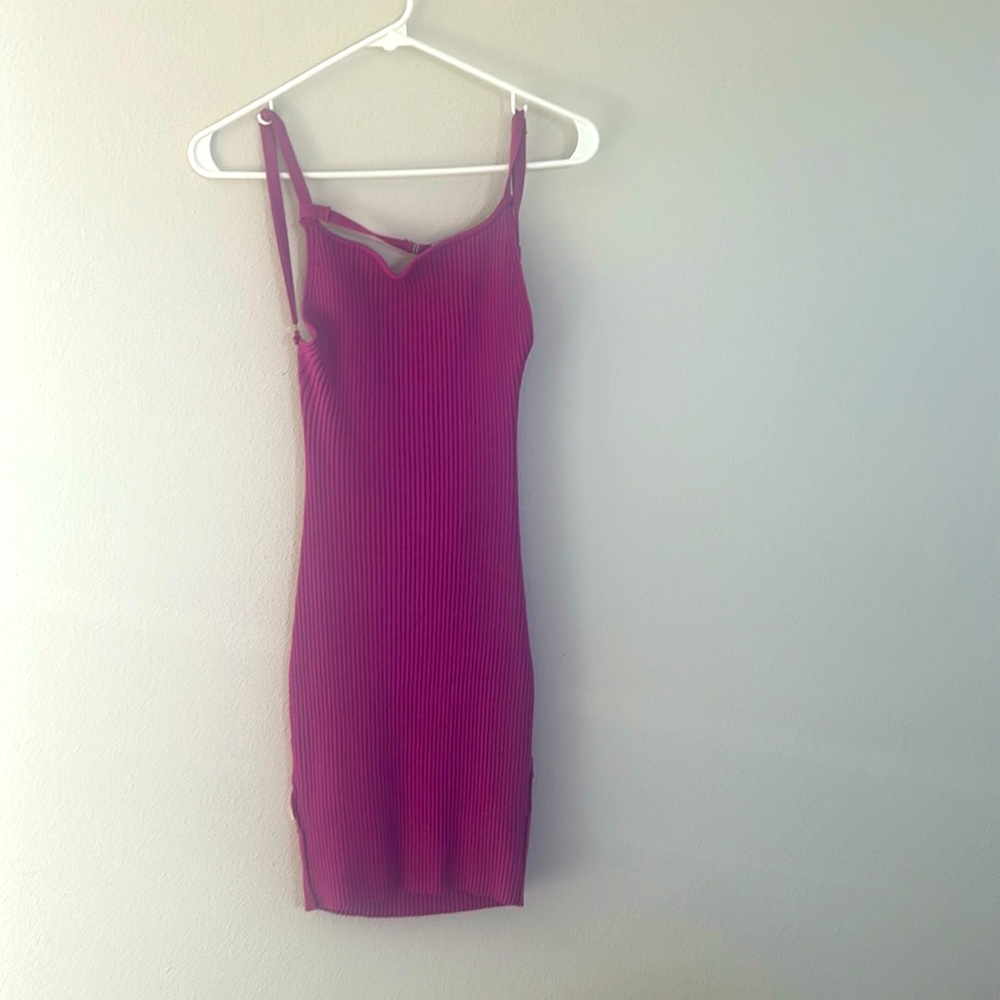Ribbed knit backless mini dress